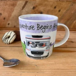 Alex Clark 400ml Mug - Adventure Begins Here - Motorhome
