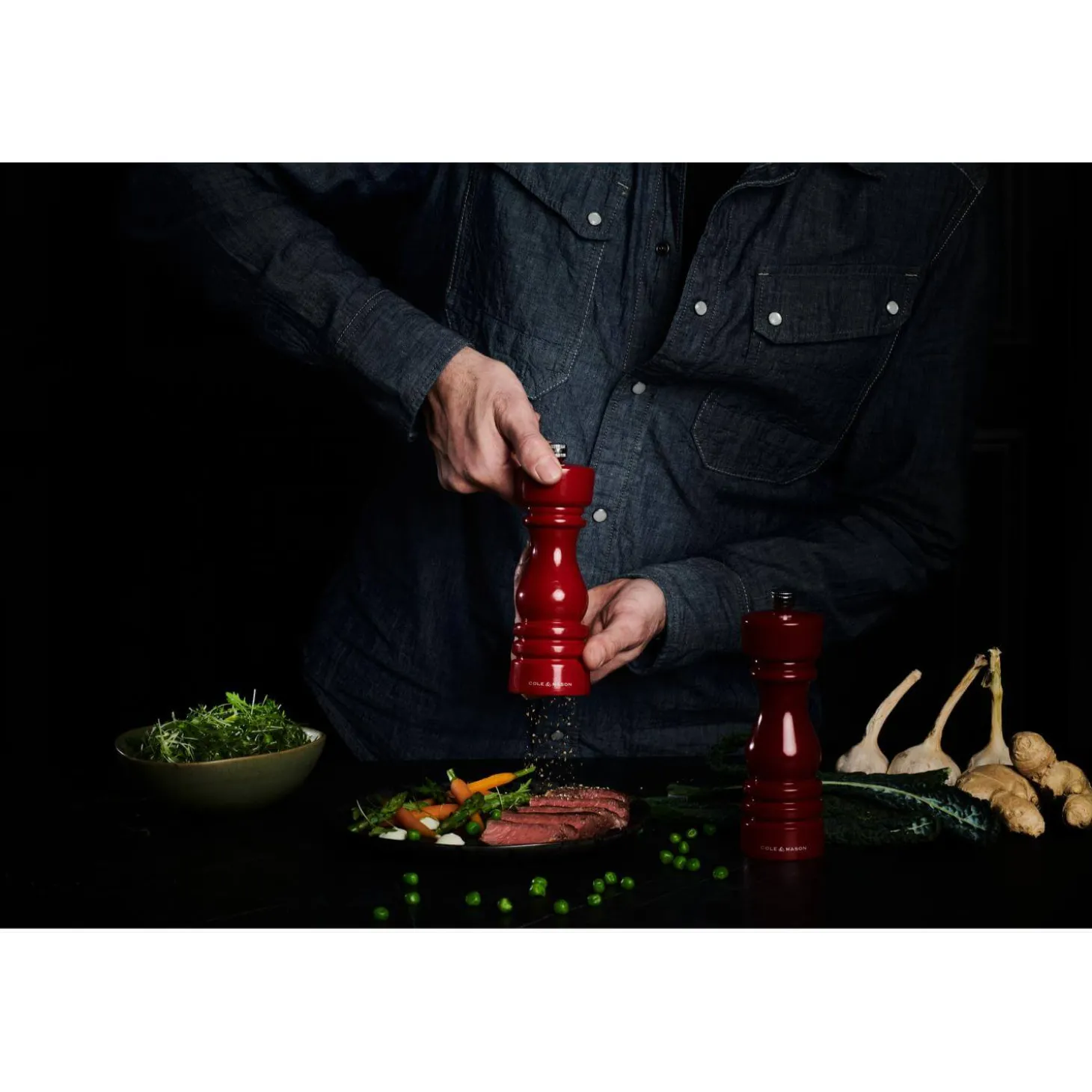 Cole & Mason London 18cm Beech Wood Salt Mill - Gloss Red