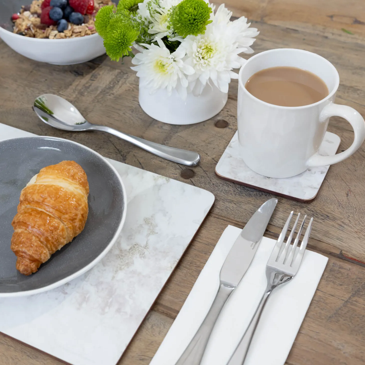 Creative Tops Set Of 6 Premium Placemats - Grey Marble