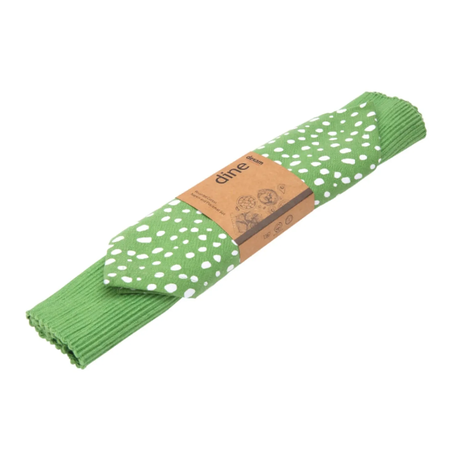 Dexam Sintra 100% Recycled Cotton Spotted Napkin & Placemat Set - Green