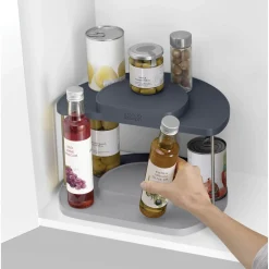 Joseph Joseph Cupboard Store 2 Tier Rotating Organiser - Grey