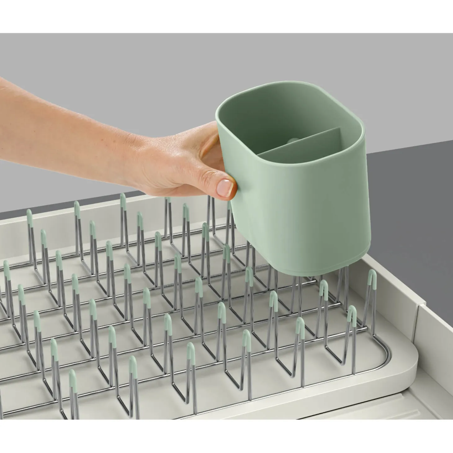 Joseph Joseph Extend Expandable Dish Rack - Light Stone & Sage Green