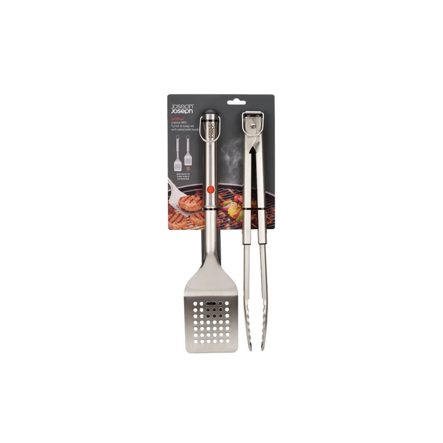 Joseph Joseph GrillOut™ Stainless Steel BBQ 2-Piece Retractable Turner & Tongs Set