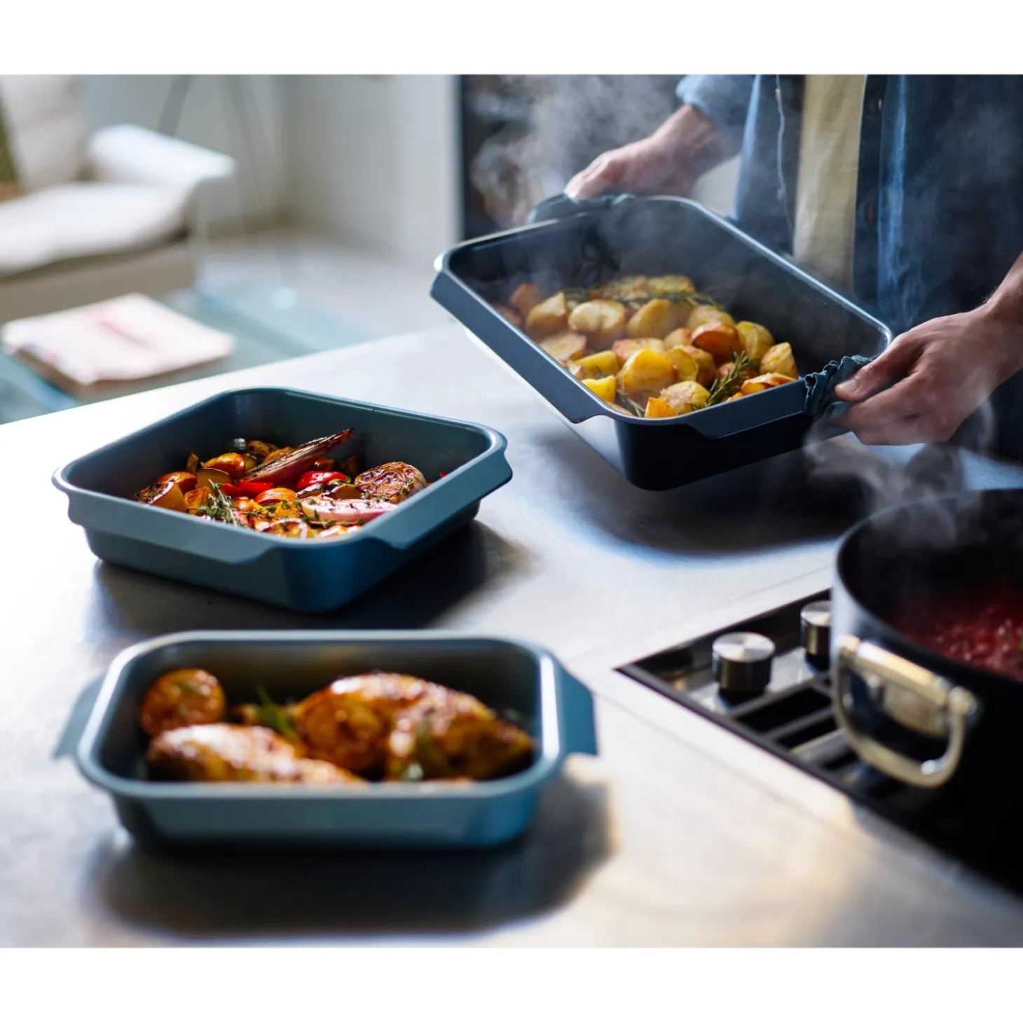 Joseph Joseph Nest™ Oven Non-Stick Set of 3 Roasting Trays - Blue