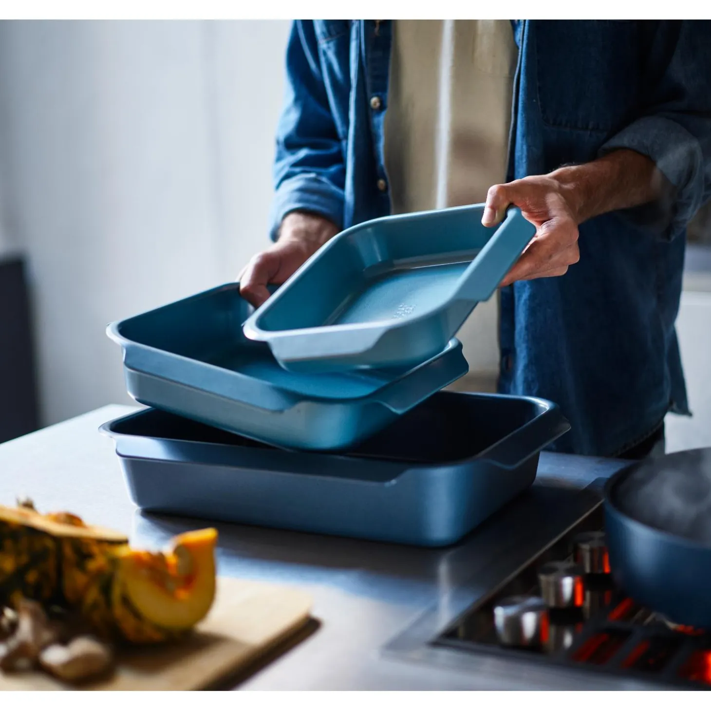 Joseph Joseph Nest™ Oven Non-Stick Set of 3 Roasting Trays - Blue