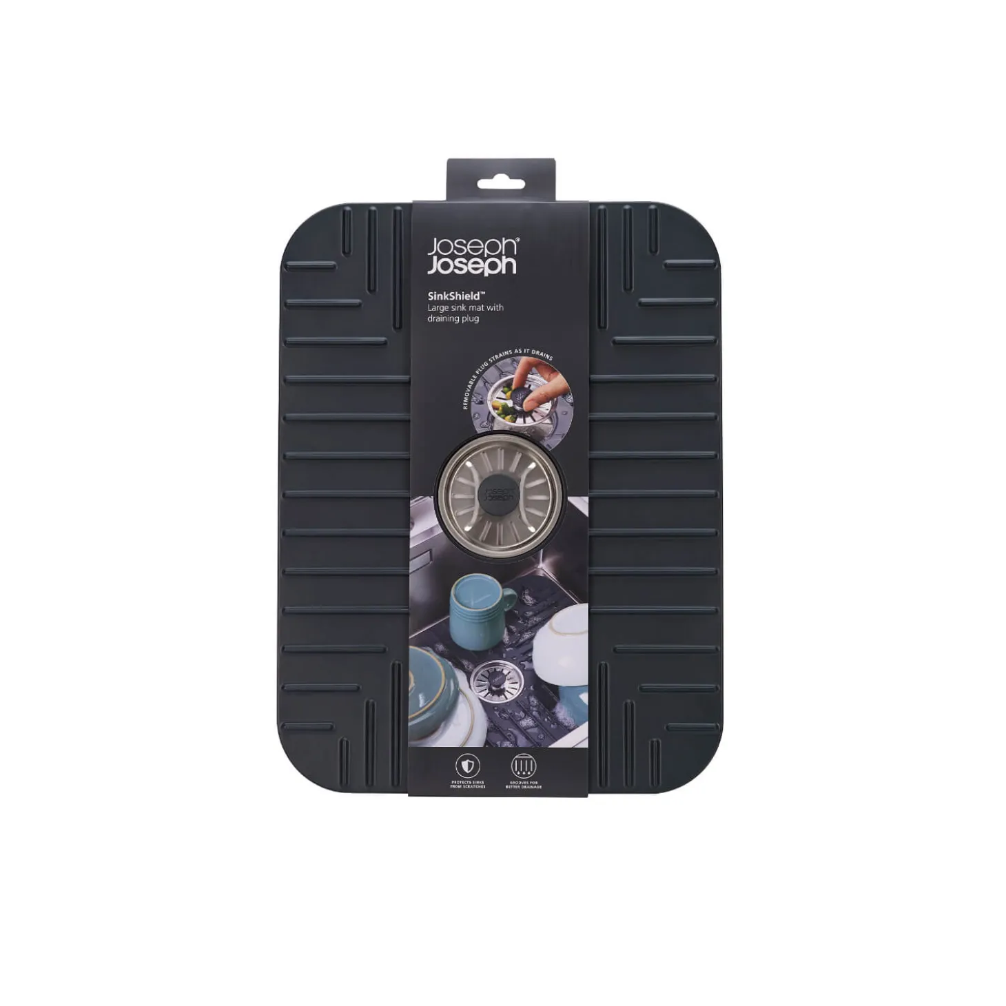 Joseph Joseph SinkShield™ Grey Sink Protector With Plug - Large