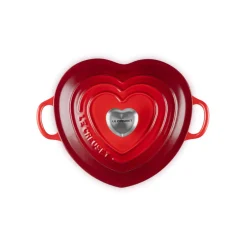 Le Creuset Cast Iron Heart Shape Dish with Lid - Cerise