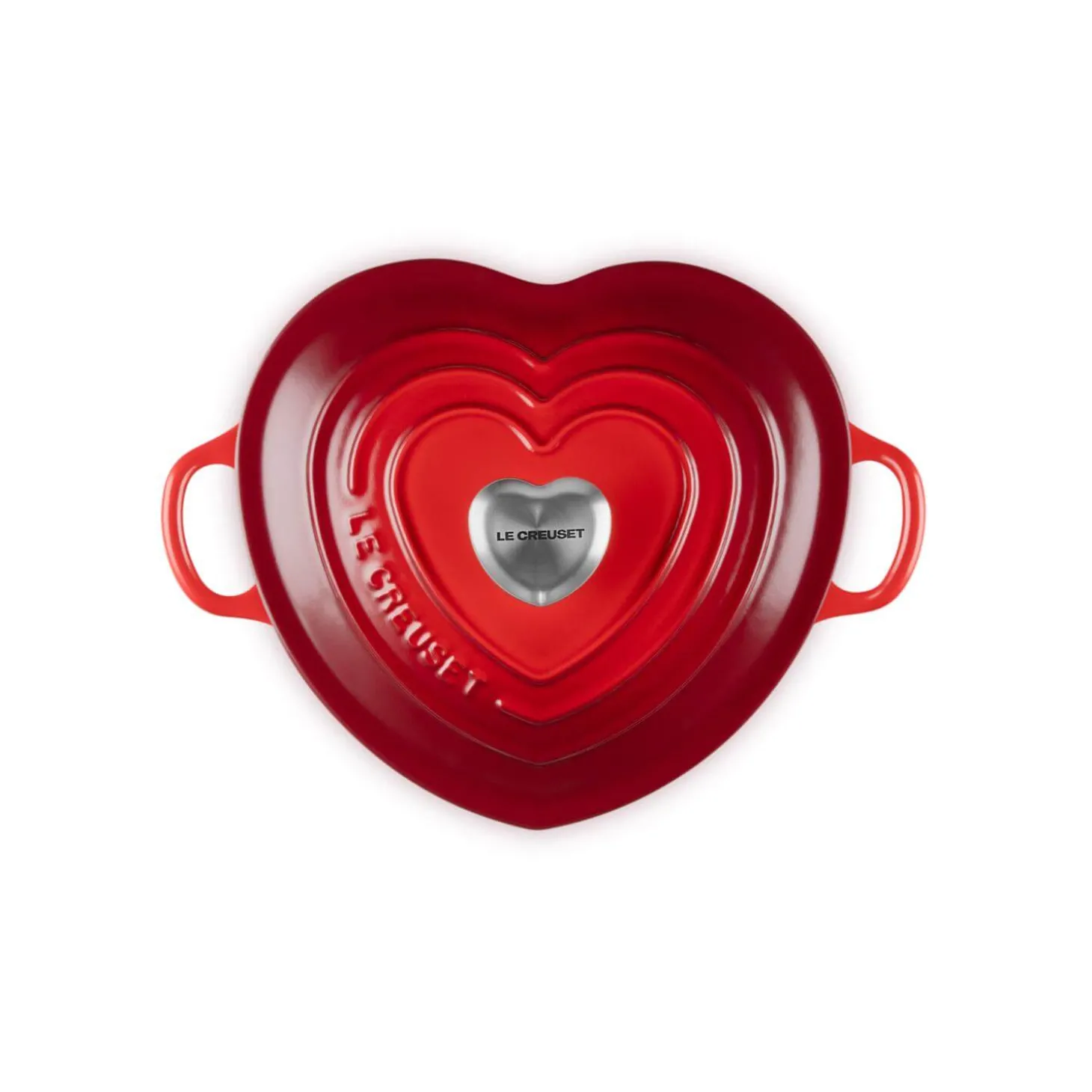 Le Creuset Cast Iron Heart Shape Dish with Lid - Cerise