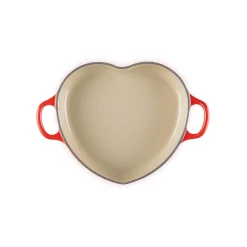 Le Creuset Cast Iron Heart Shape Dish with Lid - Cerise