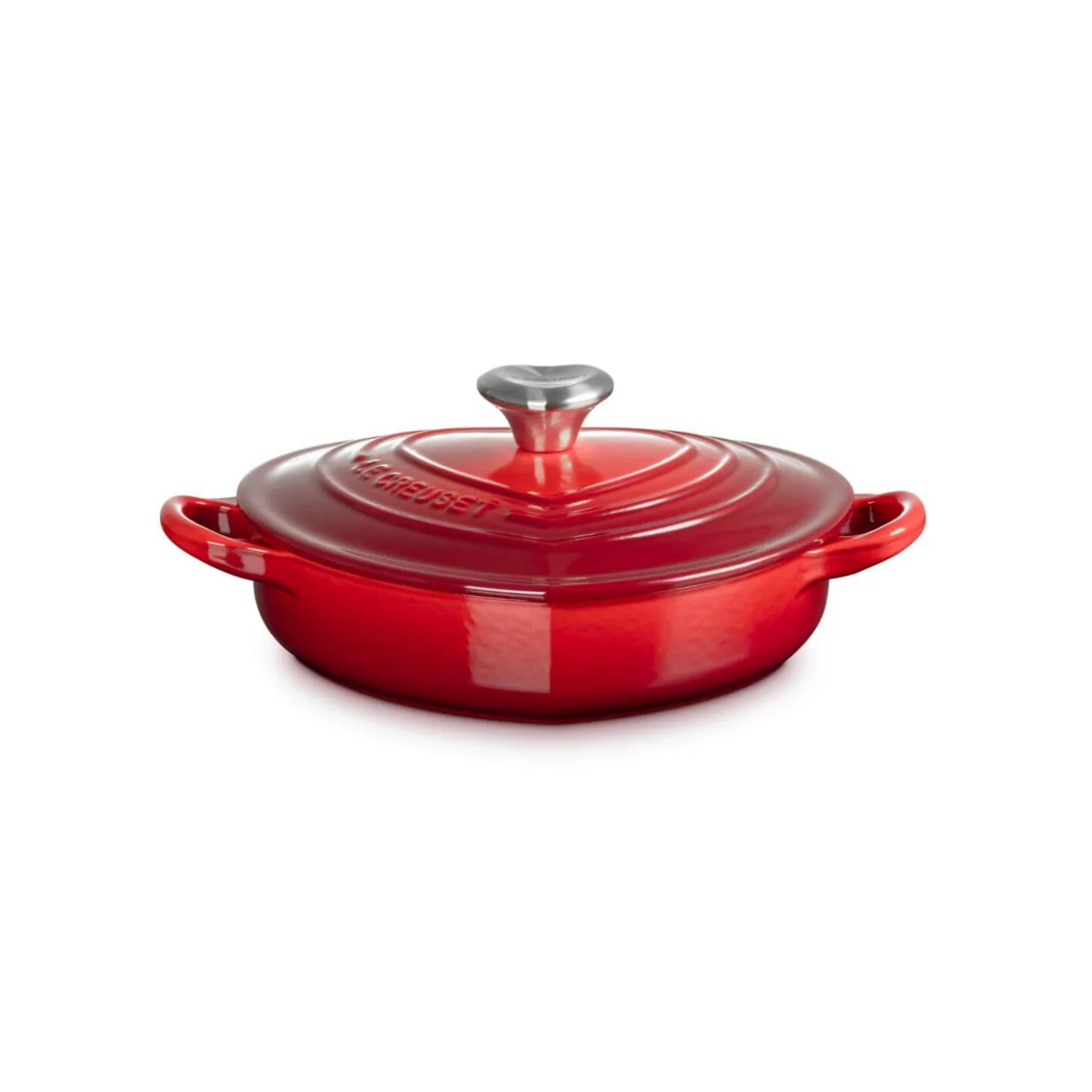 Le Creuset Cast Iron Heart Shape Dish with Lid - Cerise