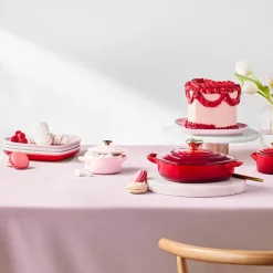Le Creuset Cast Iron Heart Shape Dish with Lid - Cerise