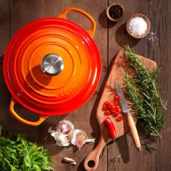Le Creuset Signature Cast Iron 3 Piece Casserole & Heritage Stoneware Oven Dish Set - Volcanic