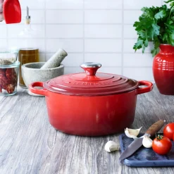 Le Creuset Signature Cast Iron 30cm Round Casserole - Cerise