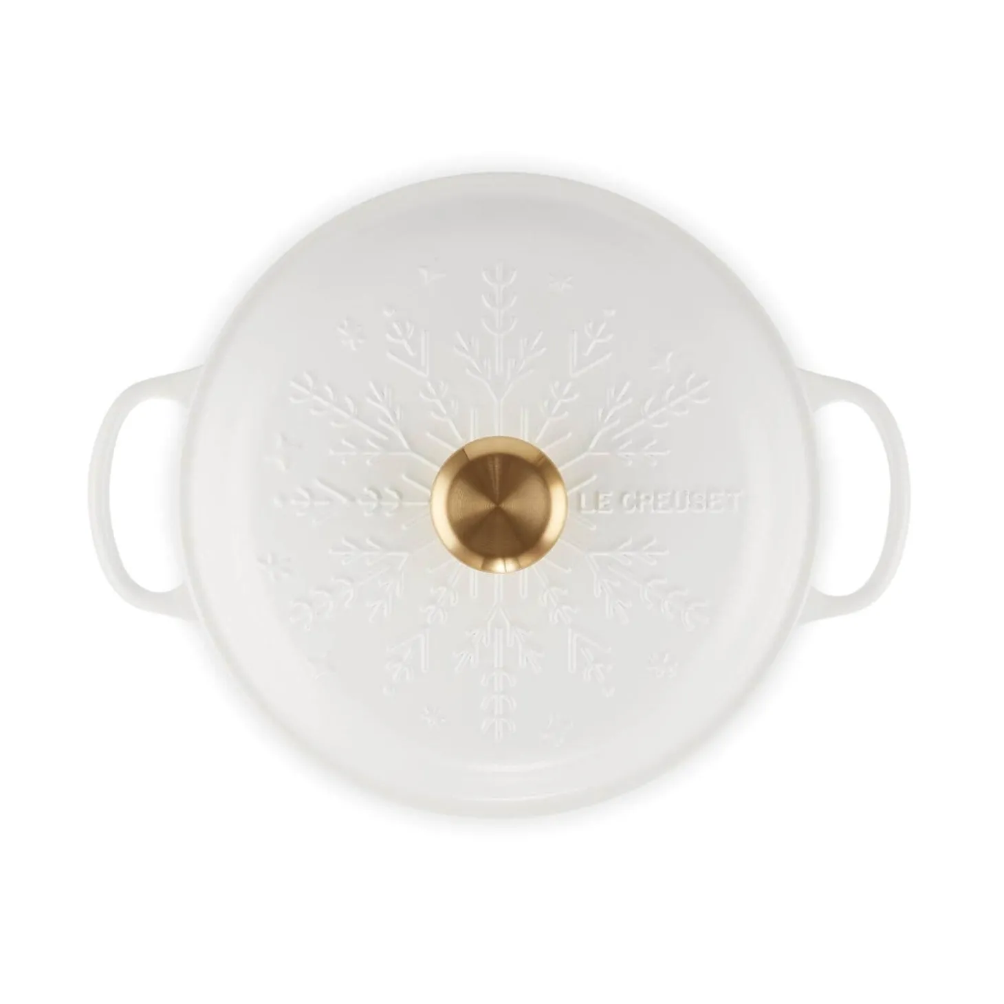 Le Creuset Signature 26cm Cast Iron Christmas Shallow Casserole - Snowflakes