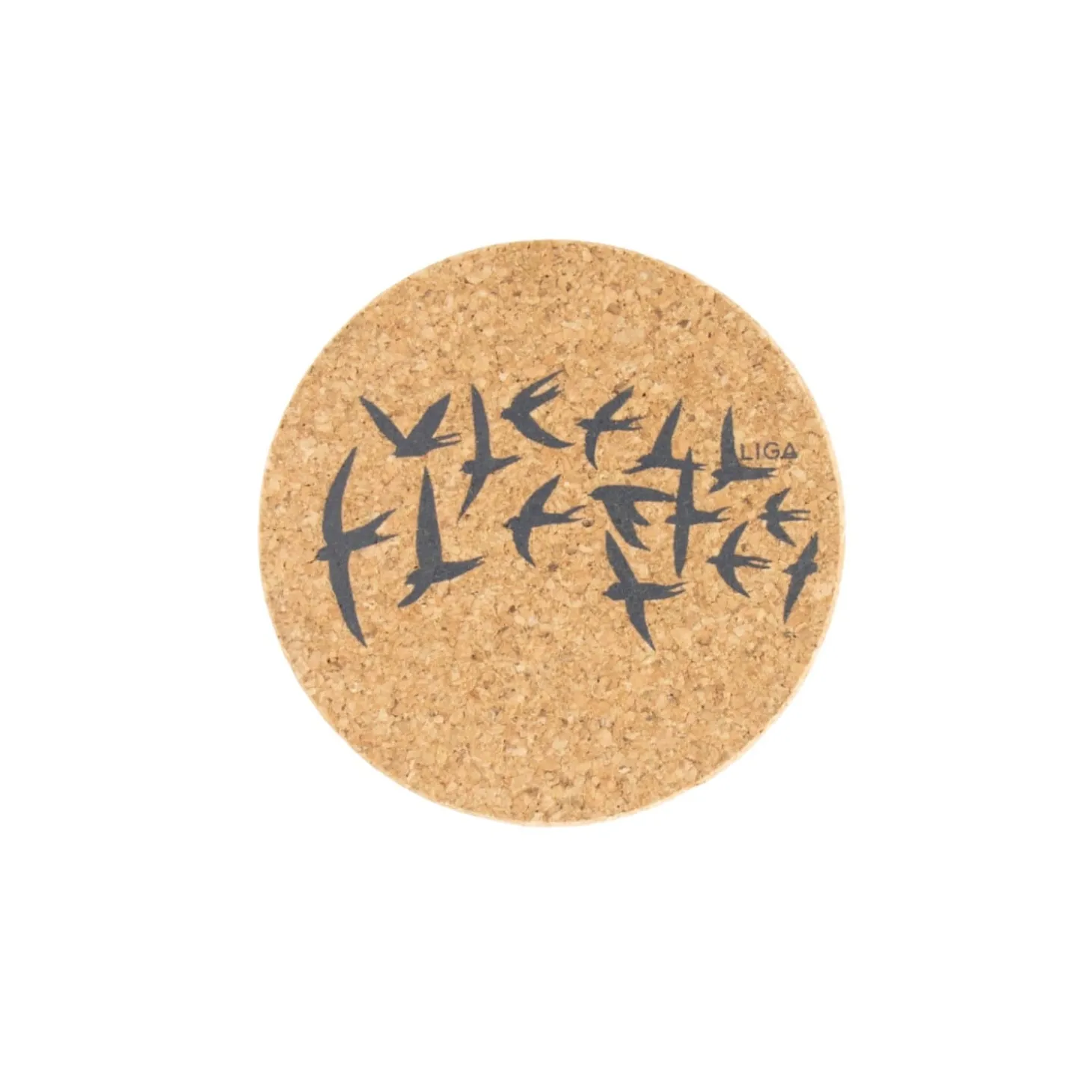 Liga Round Cork Coaster - Swallows - Grey