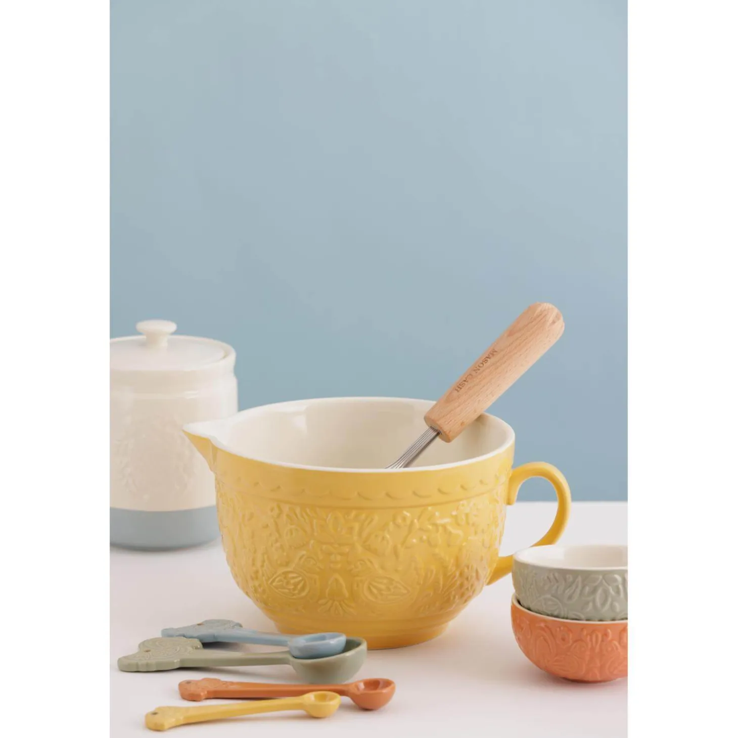 Mason Cash Stoneware Home To Roost 16cm x 11.5cm Storage Jar - Cream & Blue