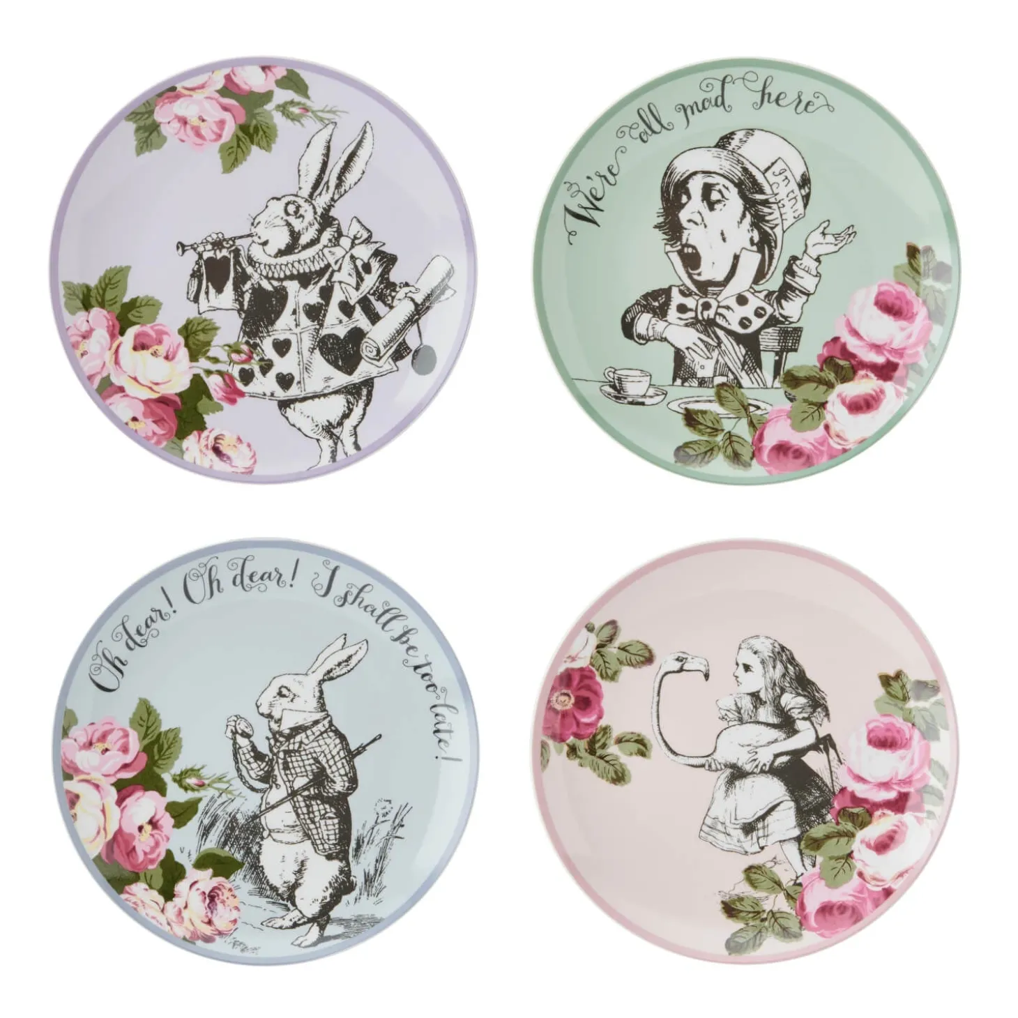 Mikasa V&A Alice In Wonderland Bone China Side Plates - Set Of 4