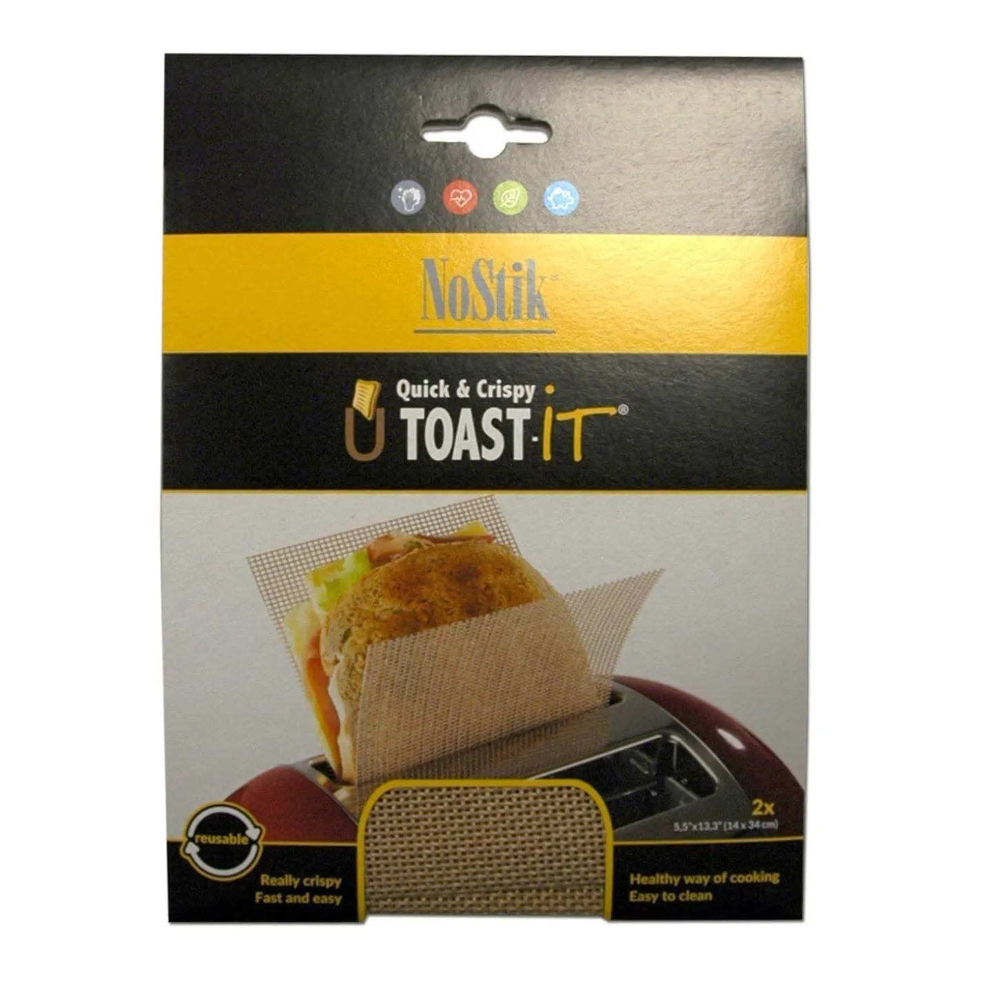 NoStik Reusable U Toast IT Pack of 2 - Black