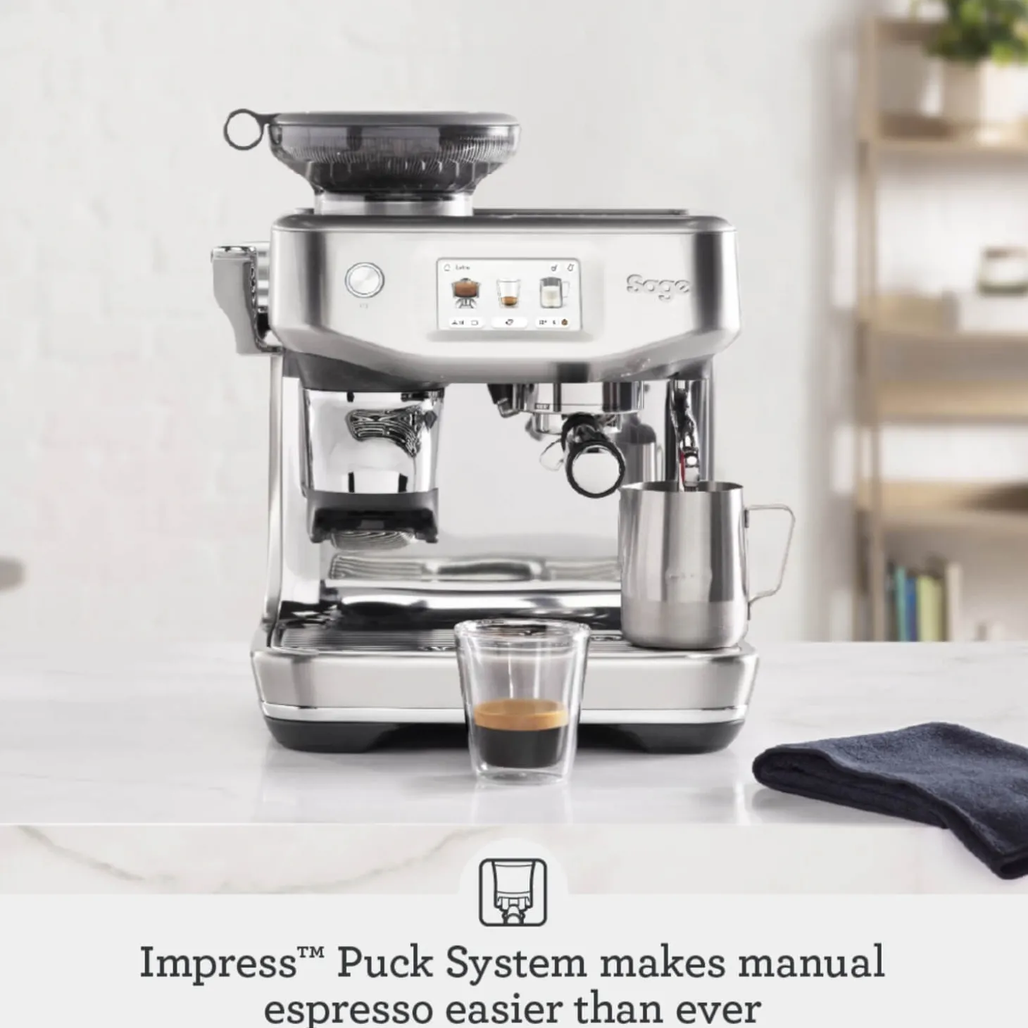 Sage Appliances SES881BSS Barista Touch Impress Bean-to-Cup Espresso Coffee Machine - Brushed Steel