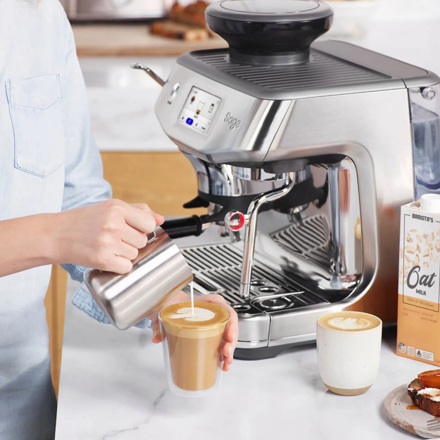 Sage Appliances SES881BSS Barista Touch Impress Bean-to-Cup Espresso Coffee Machine - Brushed Steel
