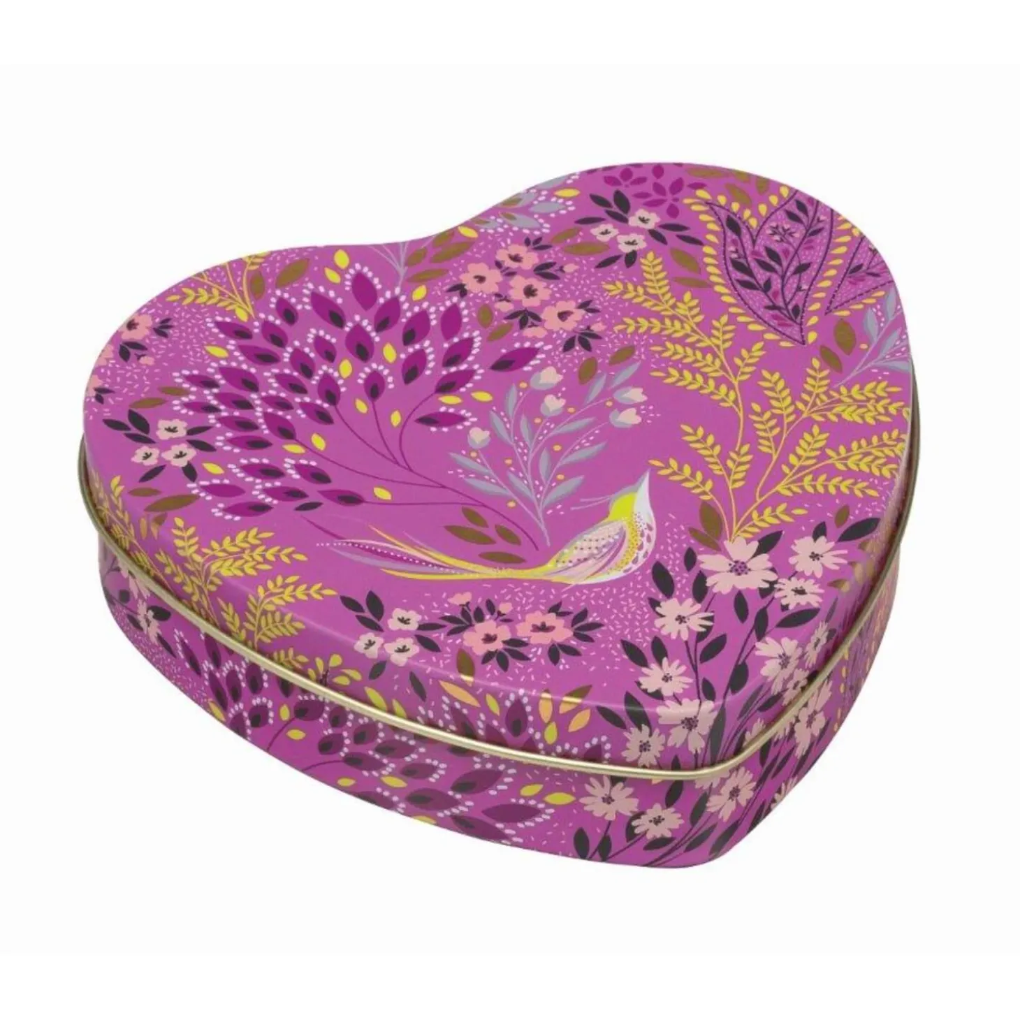Sara Miller London Haveli Garden Small Heart Tin - Mauve Songbird