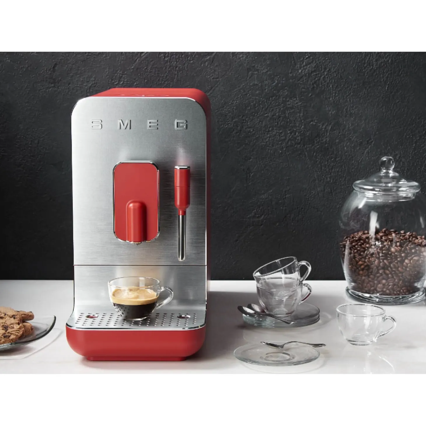 Smeg BCC02 Automatic Bean-to-Cup Coffee Machine - Matte Red