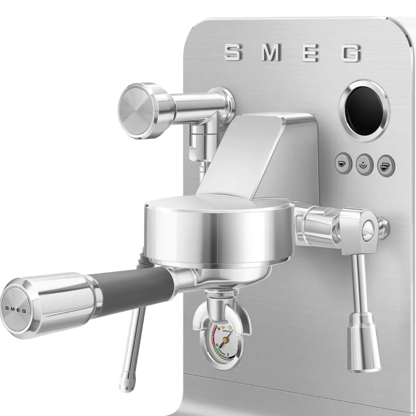 Smeg EMC02WHMUK Mini Pro Espresso Matte White Coffee Machine & CGF02SSUK Mini Pro Stainless Steel Coffee Grinder