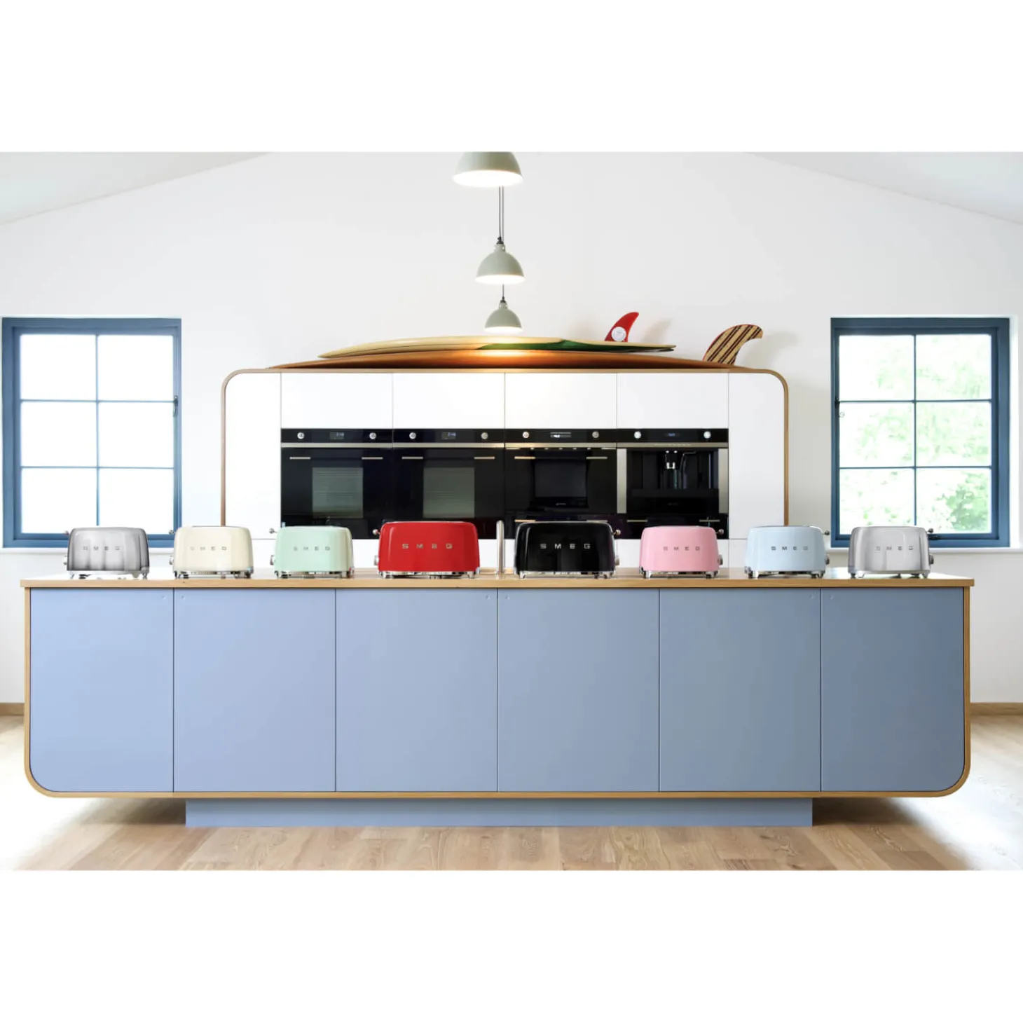 Smeg Jug Kettle & 4 Slice Toaster Set - Pastel Blue