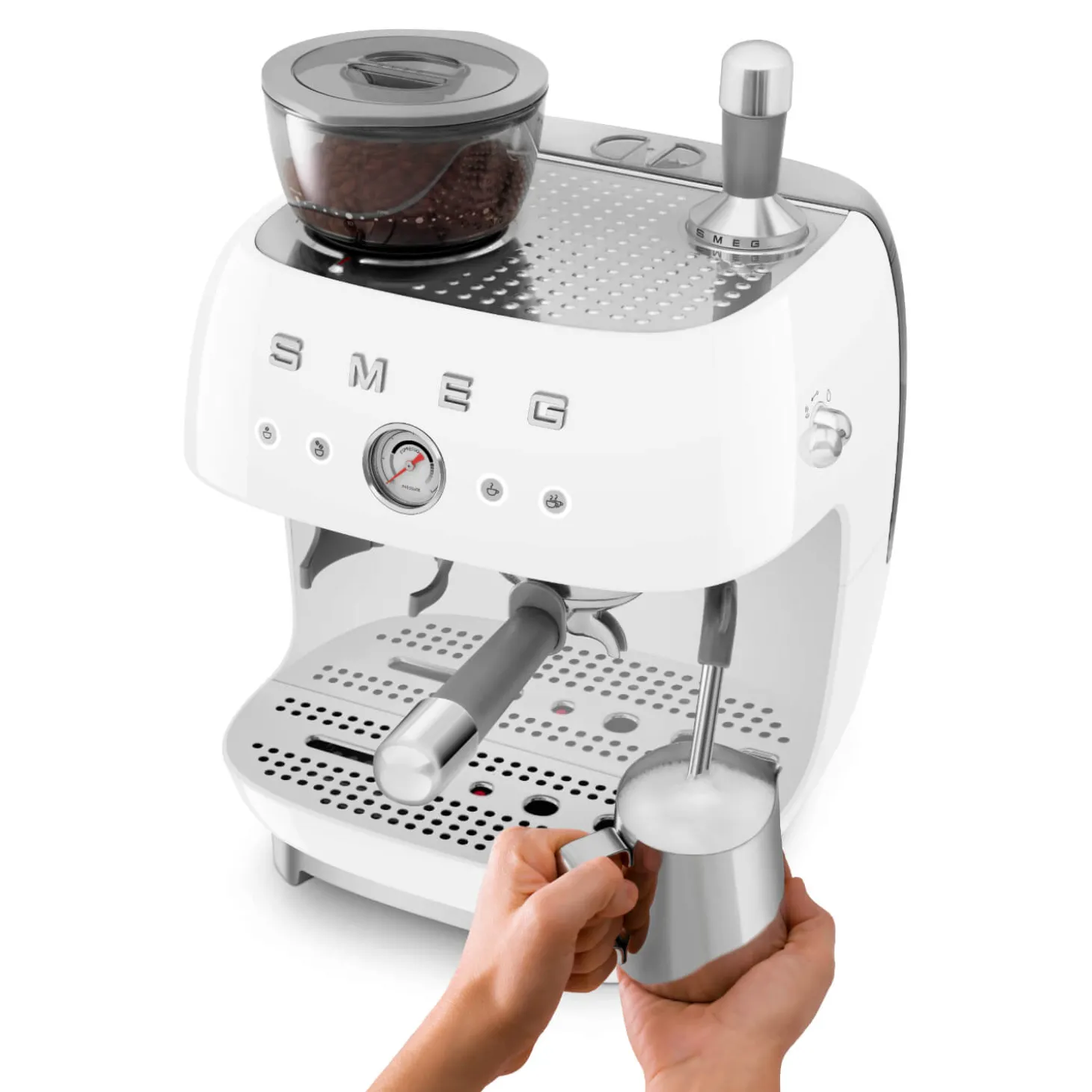 Smeg 50s Style Retro EGF03 Bean-to-Cup Espresso Coffee Machine - White