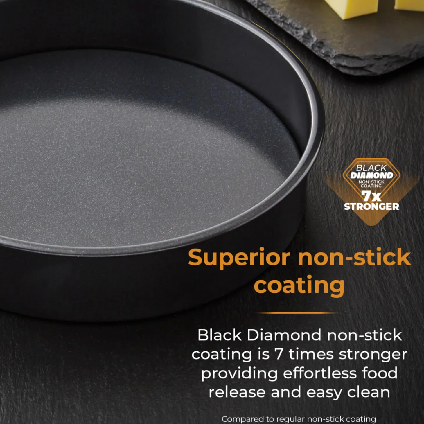 Tower Precision Plus Carbon Steel 18cm Round Non-Stick Loose Base Sandwich Tin - Black