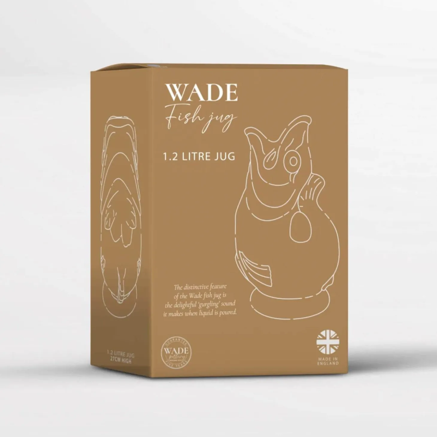 Wade Fish Earthenware 1.2 Litre Gluggle Jug - French Grey