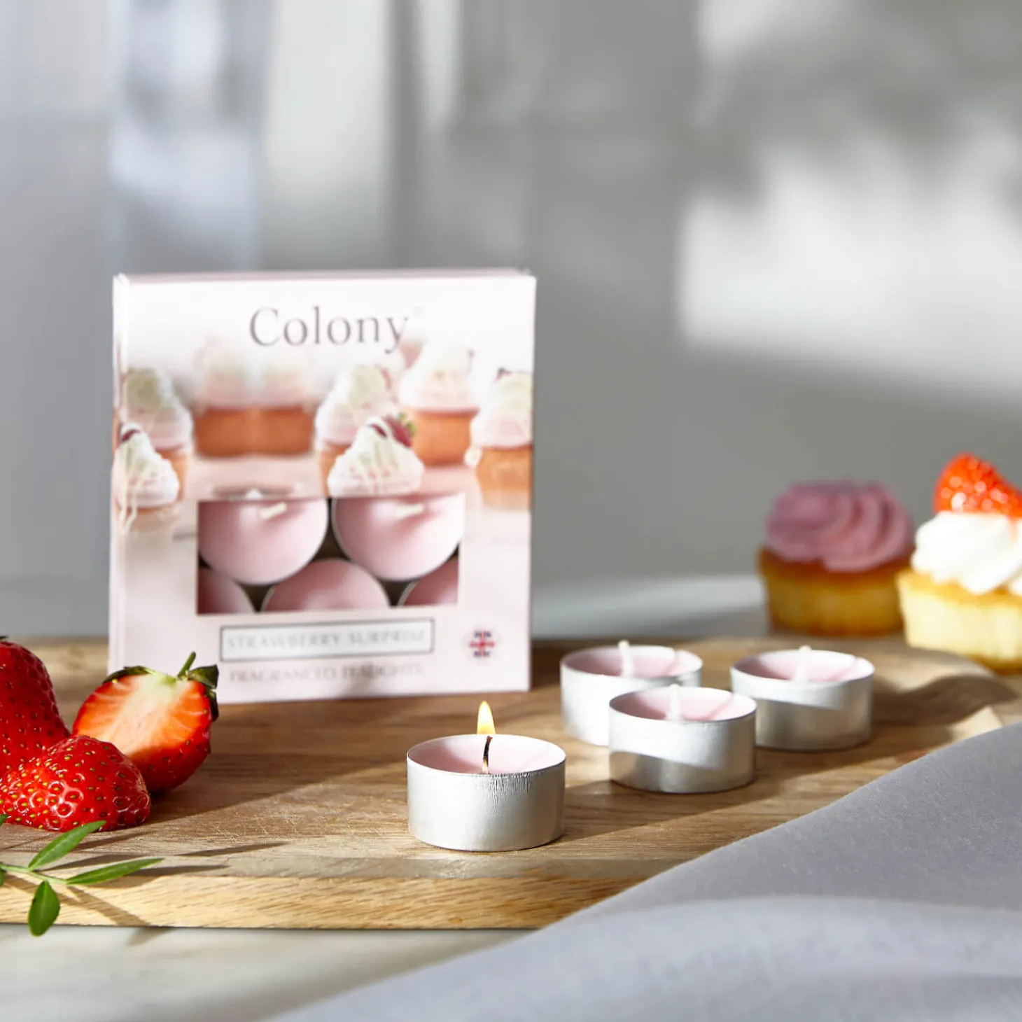 Wax Lyrical Colony Pack of 9 Scented Tealights - Strawberry Surprise