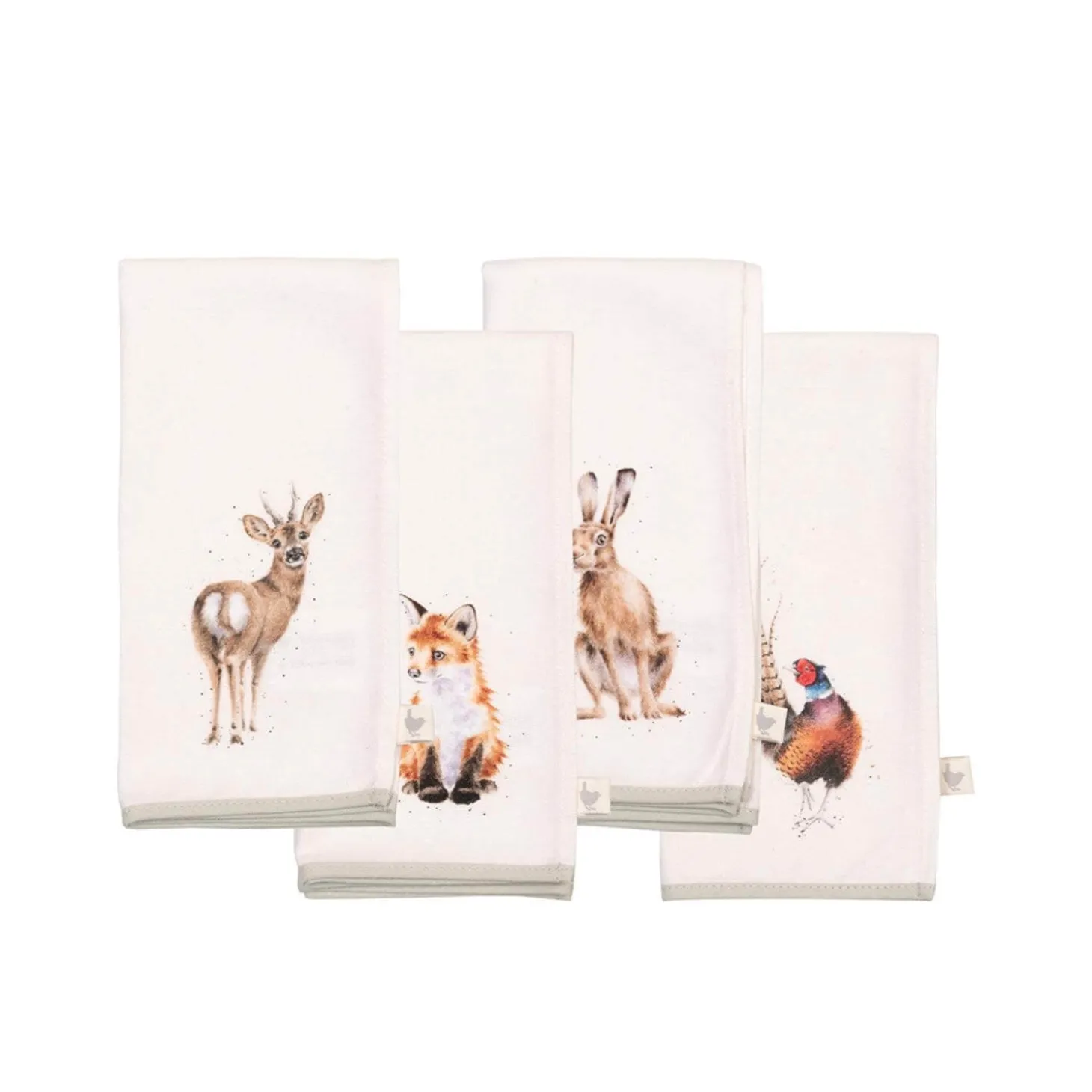 Wrendale Designs by Hannah Dale 100% Cotton Fabric Set of 4 Napkins - Woodlanders